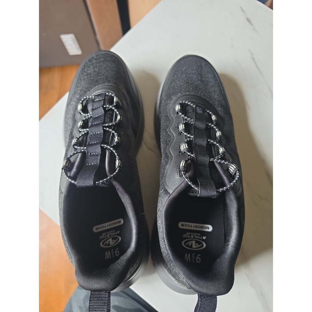 Athletic Works Men's Black Memory Foam Athletic Slip On Sneakers Shoes 9.5